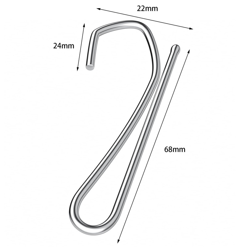 40 PCS Stainless Steel Curtain Hooks,Long Curtain Hooks