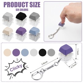 6pcs Keyboard Fidget Keychain, Removable Carabiner Keychain Clip Keycap Fidget Toy Clicker Keychain Fidget Buttons Decompression Toy for Adults Teens Students Relieving Stress (Color Series 3)