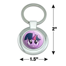 GRAPHICS & MORE My Little Pony Twilight Sparkle Face Keychain Classy Round Chrome Plated Metal