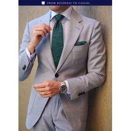 Hisdern TP-01S Men’s Paisley Pattern Necktie and Square Set, Business, Wedding, After-Party, Gift, 32 Patterns