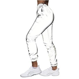 RARITYUS Men Women Rave Reflective Pants Sweatpants Trousers Dance Jogger Pants with Pockets for Casual Sport Party Festival Reflective