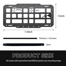 Yourkar Car Rigid MOLLE Panel, Sun Visor Panel Holster Tactical Gear Holder MOLLE EDC Organizer, Rigid Panel Frame Modular Storage Pouch for Auto Visor, Car Accessories