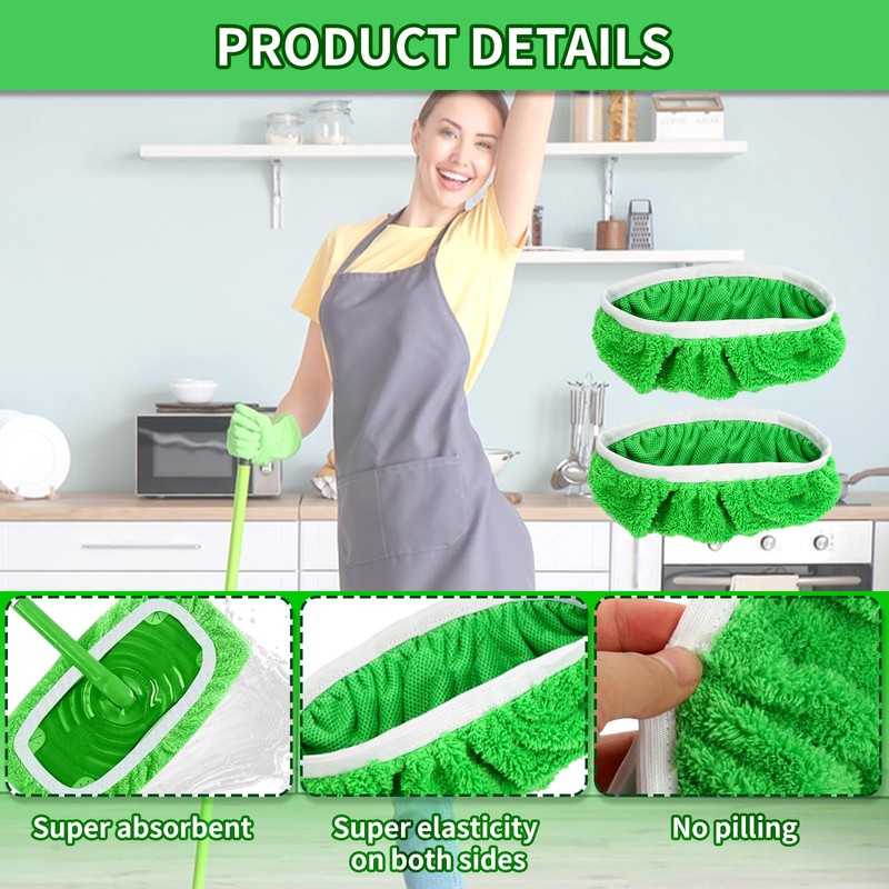 10 Pcs Dry And Wet Sweeping Cloths Mops,Reusable Mop Refill