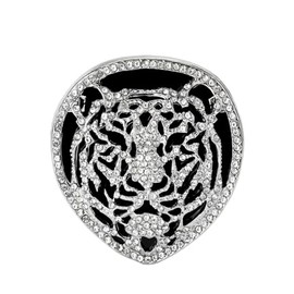 Tiger Head Brooch Pins for Women, Tiger Tag Brooch Pin, Cute Tiger Animal Brooch Lapel Pin, Bohemian Tiger Head Brooches Pins for Women Hat Bag Suit Dress Accessories Jewelry (Silver)