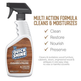 Quick Shine Cabinet & Wood Cleaner & Polish 24oz, 6Pk | Clean & Revitalize your Wood in One Easy Step | Just Spray & Wipe | Removes Dirt & Shines w/No Waxy Buildup | Restore, Nourish, Preserve