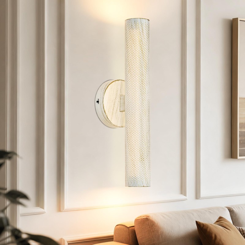 Hardwired Vintage Wall Sconce Set of Two, 3CCT Dimmable White