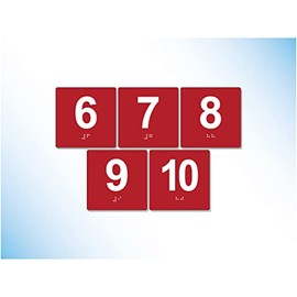 The Sign Studio – 4” x 4” – Exam Room Numbers 6-10 - Braille/Tactile Identification Signs Used for Exam Rooms and Offices – (Red/White)