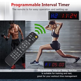 KTZON Gym Clock Timer for Home with Remote, 1.5" 1.8" Metal LED Gym Timer Clock,Crossfit Timer Workout Stopwatch,Tabata Timer Countdown Timer (1.5“ Metal & Remote Blue + Red)