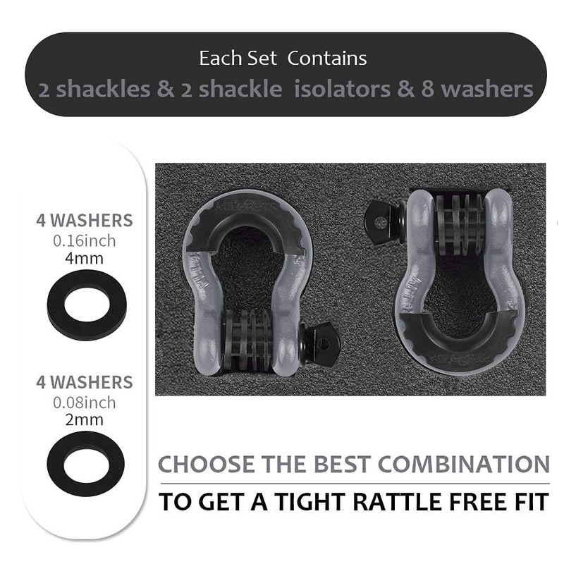 AUTOBOTS Shackles 3/4" (2 Pack), D Ring Shackle 45,000Ib Max