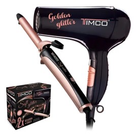 Combo Secadora Cabello  Tenaza Rizadora Cerámica Timco                                                                                                
