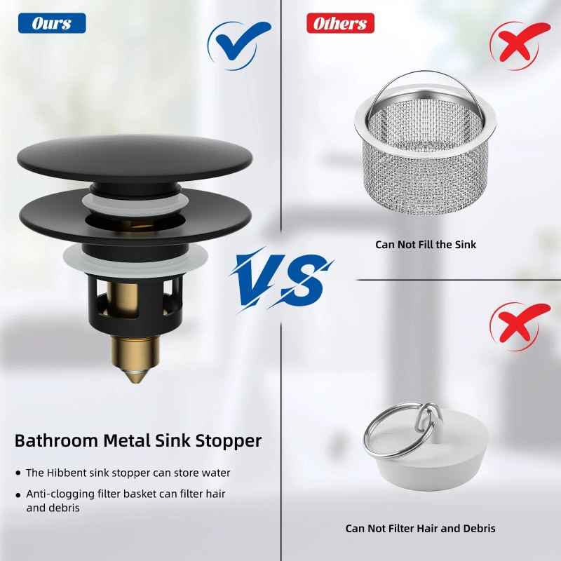 Hibbent 2 pcs Universal Bathroom Sink Plug Stopper Wash Basin