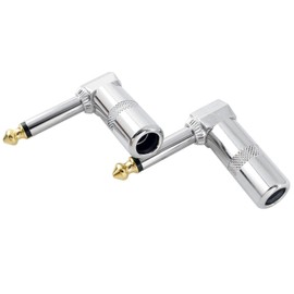 BLLNDX Audio 1/4 inch Right Angle Plug 2PCS 6.3mm 90 Degree TS Mono Male Solder-On Connector Microphone Phone Jack Adapter