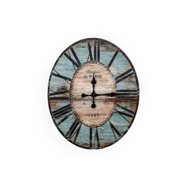 Creative Co-Op Oval Turquoise Wood Wall Clock