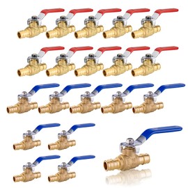(Pack of 20) Seelink 1/2 Inch PEX-A Expansion Ball Valve, Brass Shut Off Valve for Pex-A Pipe Connection, Potable Water, ASTM F1960, Red&Blue(VALVE149-20Pack)
