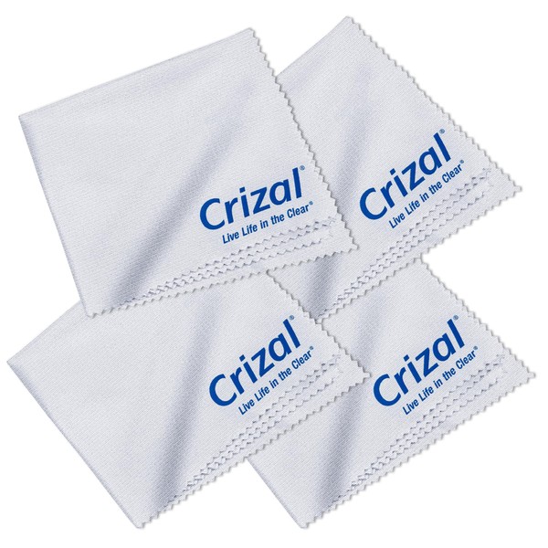 Crizal Microfiber Cleaning Cloth for Glasses, 4 Pack | The Best Microfiber Cleaning Clothes for Crizal Anti Reflective Coated Lenses and Eyeglasses Lenses