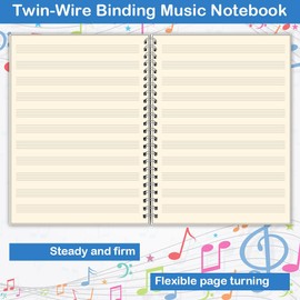 (3 Pack)Blank Sheet Music Notebook, Composition Staff Paper Notebook, Manuscript Paper Notebook, 11 Staves, Art Music Notebook Black, Total 480 Pages, 26x19cm,Music Notebook (White Music)