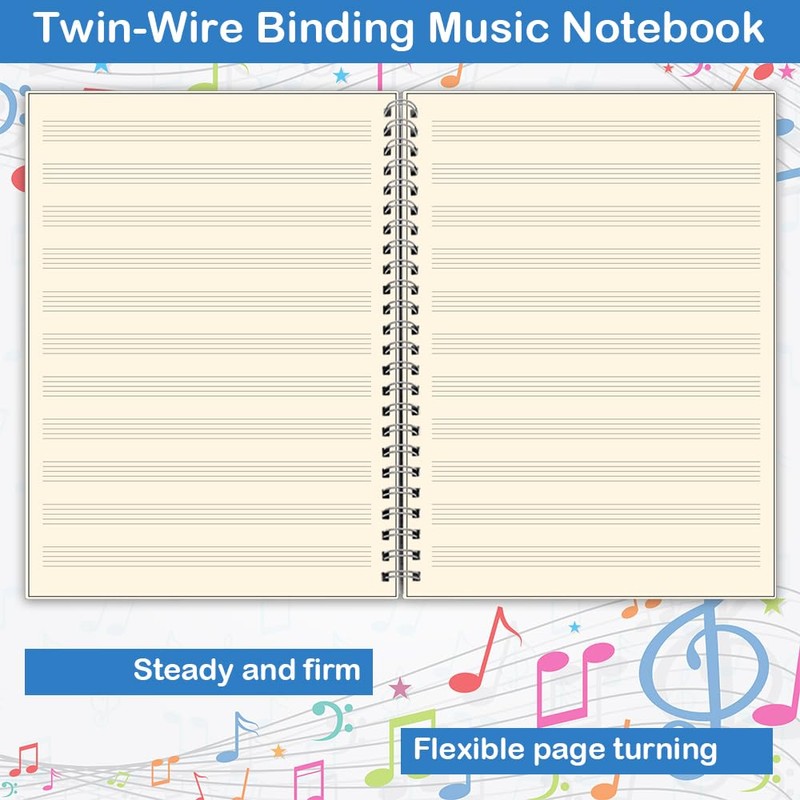 (3 Pack)Blank Sheet Music Notebook, Composition Staff Paper Notebook, Manuscript