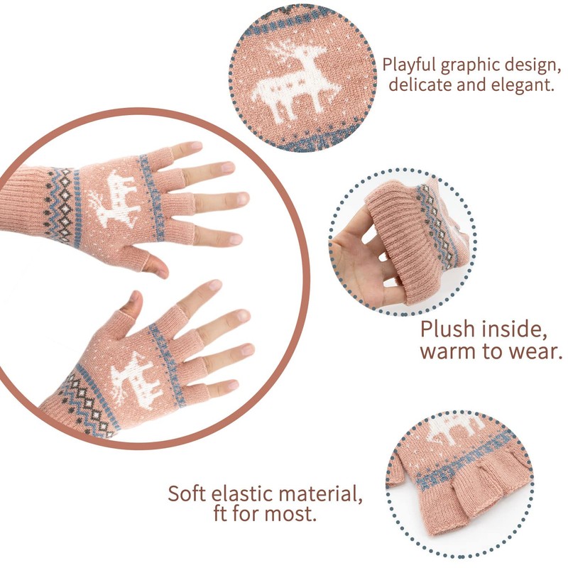 Zolunu Unisex Winter Half Finger Gloves Warm Winter Fingerless Touchscreen