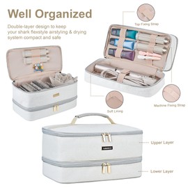 Travel Carrying Case for Shark Flexstyle Attachments Double Layer Hair Dryer Case for Dyson Airwrap Shark Flex Fusion Case Holder Hair Accessories Tool Organizer Revlon Straightener Styler Bag(Grey)