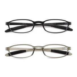 IEYELUUK Flexible Plastic Reading Glasses Durable Lightweight Anti-Slip Small Slim Reader Women Men 2.50