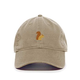 Tech Design Squirrel Baseball Cap Embroidered Cotton Adjustable Dad Hat Khaki