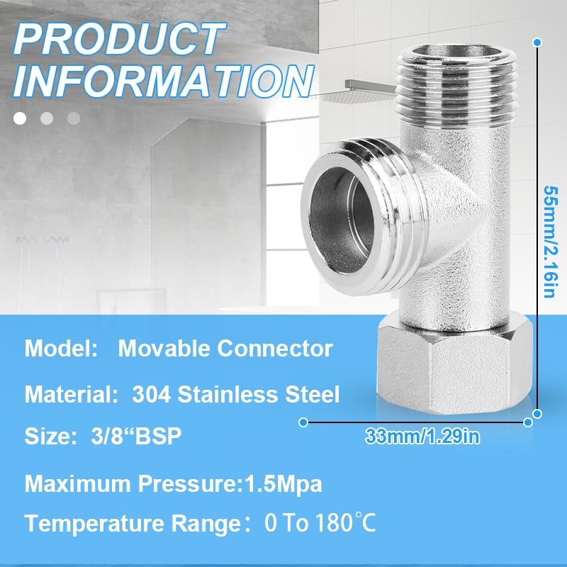 ChAusa 2 Pcs 3 Way T Shape Adapter 3/8 Flared