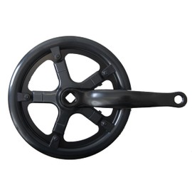 Ammaco Bike Chainset Single Ring Crankset 46 Teeth 6 Speed With Double Guard Square Taper Black