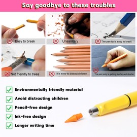 Frutasky 12 Colors Forever Pencil with Erase - Long Lasting Writing Infinity Pencil with Extra 12 Replaceable Heads, Never Sharpen Everlasting Inkless Pencil for Sketch, Drawing, School Supplies