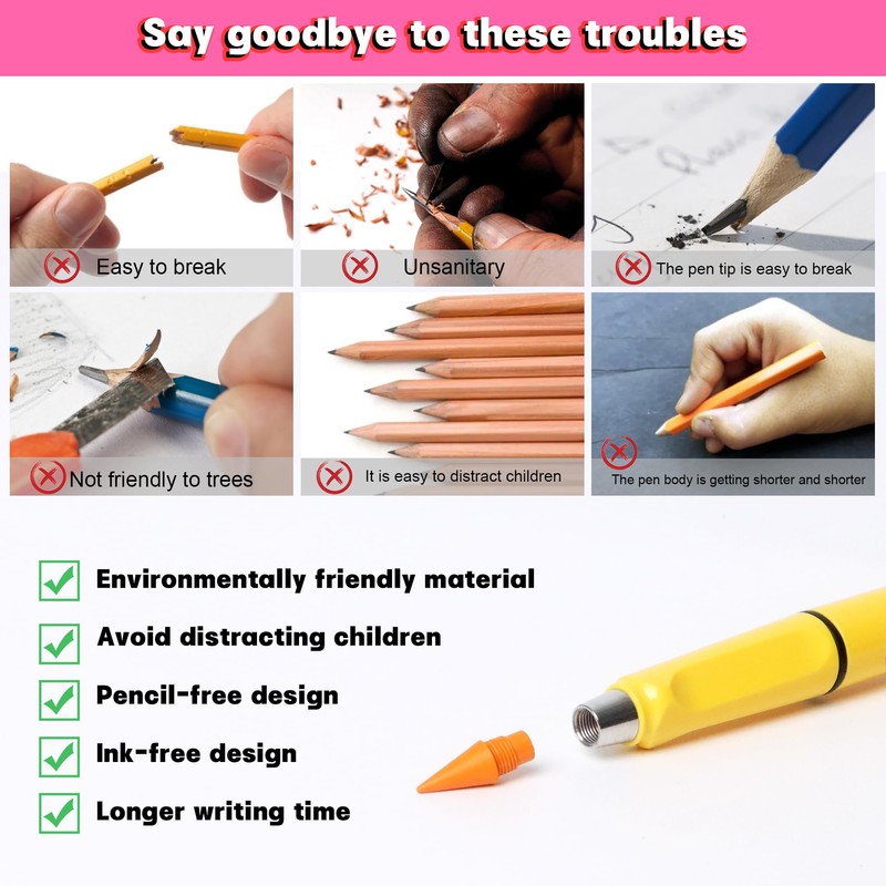 Frutasky 12 Colors Forever Pencil with Erase - Long Lasting