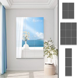 8Pcs Self Adhesive HD Plastic Mirror Sheets, 4.5” X 6” Shatterproof Arcylic Mirror Stickers, Flexible Stick on Mirrors Tiles for Wall Non Glass, Peel and Stick Mirror Stickers for Craft Scrapbook