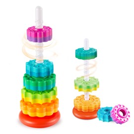 Eivaai Baby Spinning Stacking Toys Sensory Toys for Toddlers 1-3, Rainbow Ring Spin Montessori Toys for Babies 6-12 Months, Autism Learning Toy for 1 2 3 One Year Old Girl Boy Christmas Birthday Gifts