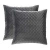 LUXTON Pack of 2 Quilted European Pillowcase Charcoal Grey 65x65