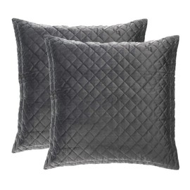 LUXTON Pack of 2 Quilted European Pillowcase Charcoal Grey 65x65 Tailored European Pillowcase ( Dark Grey, 65x65cm)