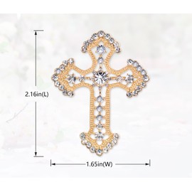 Gyn&Joy Sparkle Crystal Rhinestones Holy Cross Brooch Pin Jewelry For Women Men, Metal, rhinestone
