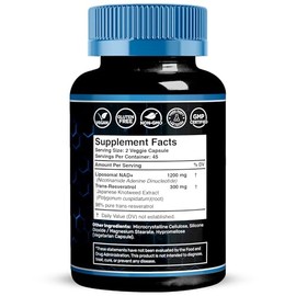 Wellness LABSRX Suplemento liposomal NAD, 1500 mg - Suplemento de resveratrol NAD para mujeres y hombres, NAD+ apoya la salud celular, energía y antie