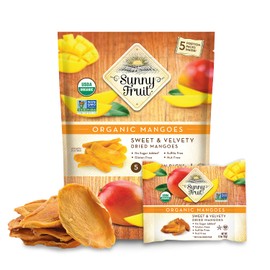 Sunny Fruit Soft Organic Dried Mangoes - 6 Bags (30 Individual Portion Packs) | No Preservatives, No Sugar Added | Healthy, Convenient Snack Packs | NON-GMO, VEGAN, HALAL, KOSHER, NO SULFIDES