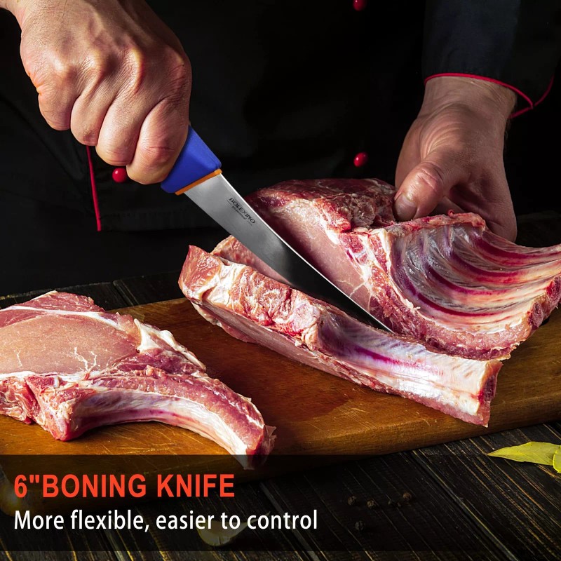 BOLEXINO 4 Pcs Butcher Knife Set W/Non-slip Softgrip, incl. 8"