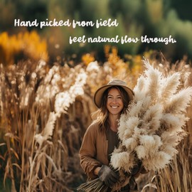 Geniff 20 Stems Natural Pampas Grass Decor 40" Tall Dreid Pampas Grass for Wedding, Party, Farmhouse, Brown Dreid Flowers Boho Home Decor