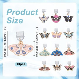 OLYCRAFT 13Pcs Dust Plug Charm 2.7~3.4cm Long Anti Dust Plugs Butterfly Moth Dustproof Plugs C Port Caps Protector with Alloy Enamel Pendants Phone Pendants Accessory for Most Type C Phone