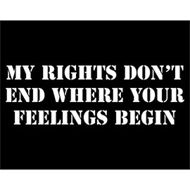 My Rights Don't End Where Your Feelings Begin - 15" x 5" - Vinyl Die Cut Decal/Bumper Sticker for Windows, Cars, Trucks, Laptops, Etc.