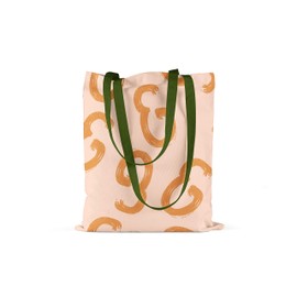 Bonamaison Printed Tote Bag, Reusable Grocery Bag, Shopping Bag, Machine Washable, Foldable, Canvas Cloth Bag with Green Handles, Size: 34x40 Cm