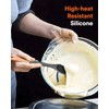 Large Silicone Cooking Spoons, Nonstick Solid Wooden Handle Spoon, Heat