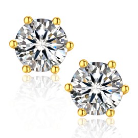 MomentWish Moissanite Diamond Stud Earrings 925 Silver / Gold 585, 1–4 Carat, Genuine Silver, Hypoallergenic VVS1 D Colour with GRA Certificate, Earrings Gift for Men Women 5/6.5/8 mm, Sterling
