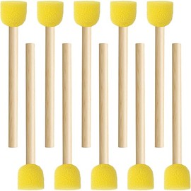 10pcs 0.6'' Sponge Brushes for Painting, Round Foam Paintbrushes with Wooden Handle, Sponge Paint Brush Staining Tool for DIY Arts and Crafts- Yellow