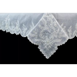 Grantlinen White 72x108" Organza Embroidery Tablecloth 12 Napkins Wedding Bridal Passover