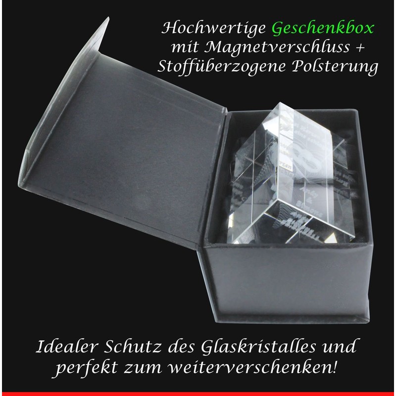 VIP-LASER 3D Glass Crystal Cuboid XL with Praying Hands and
