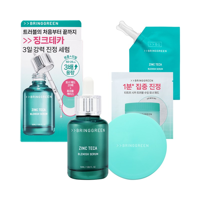 BRINGGREEN Zinc Teca Blemish Serum 50ml + Refill 25ml (+Tea