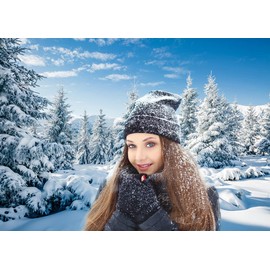 AIIKES 8 x 8 ft Snow Landscape Background Winter Forest Snow Tree Photography Background Outdoor Sky Winter Snowfield Landscape Snowy Pine Photo Studio Props 12-346