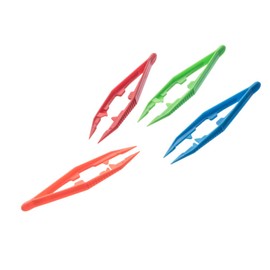 SE 4" Assorted Color Plastic Tweezers (12 Count) - 364PT12