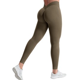 YEOREO Liz Scrunch Workout Leggings for Women High Waisted Butt Lifting V Back Waist Seamless Gym Yoga Leggings Coffee S